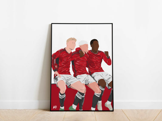 Alejandro Garnacho, Kobbie Mainoo, Rasmus Hojlund Manchester United Poster - KDDesigns6