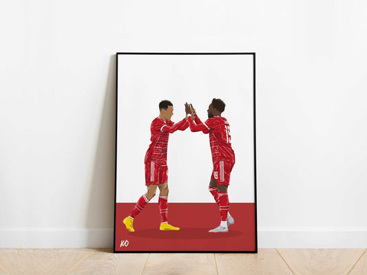 Alphonso Davies, Jamal Musiala Bayern Munich Poster - KDDesigns6