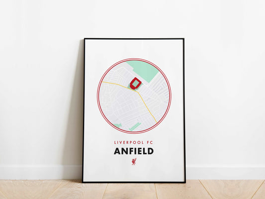 Anfield Liverpool Stadium Map Poster - KDDesigns6