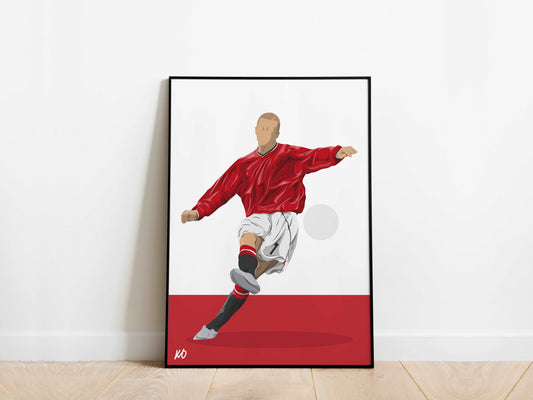 David Beckham Free Kick Manchester United Poster - KDDesigns6