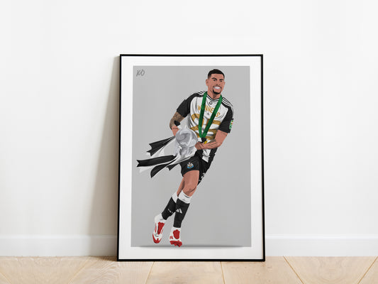 Bruno Guimaraes Carabao Cup Trophy Celebration Newcastle United Poster - KDDesigns6