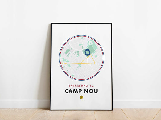 Camp Nou FC Barcelona Stadium Map Poster - KDDesigns6