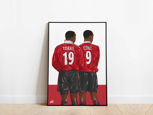 Dwight Yorke, Andy Cole Manchester United Poster - KDDesigns6