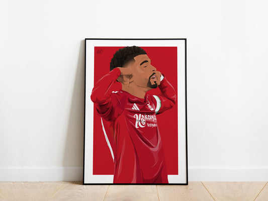 Morgan Gibbs-White 24/25 Portrait Nottingham Forest Poster - KDDesigns6