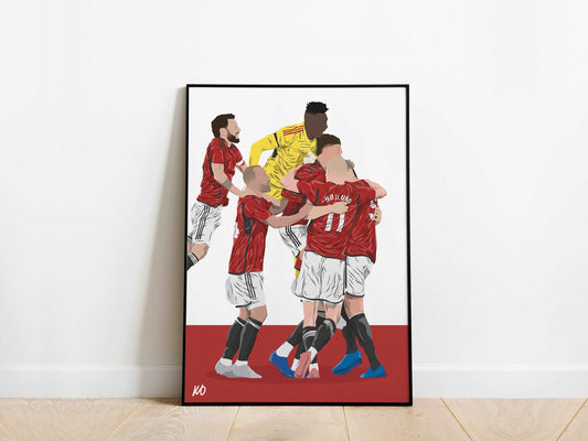 Bruno, Onana, Eriksen, Garnacho, Maguire, McTominay, Hojlund Manchester United Poster - KDDesigns6