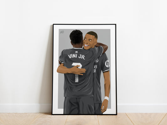Vinicius Jr, Kylian Mbappe Real Madrid Poster - KDDesigns6