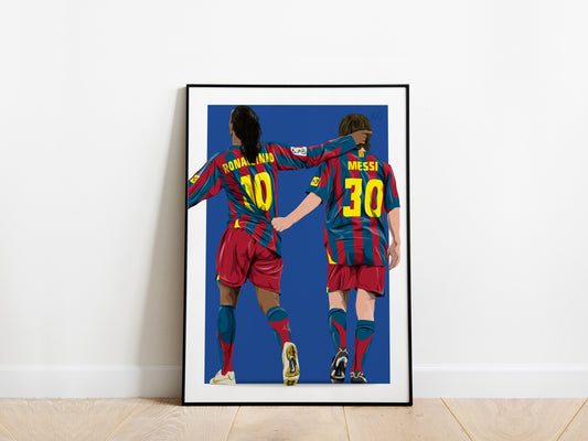 Ronaldinho, Lionel Messi 2004/05 Barcelona Poster - KDDesigns6