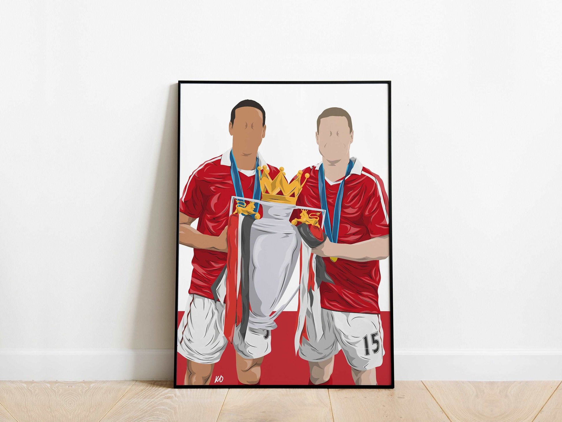 Nemanja Vidic, Rio Ferdinand Premier League Trophy Manchester United Poster - KDDesigns6