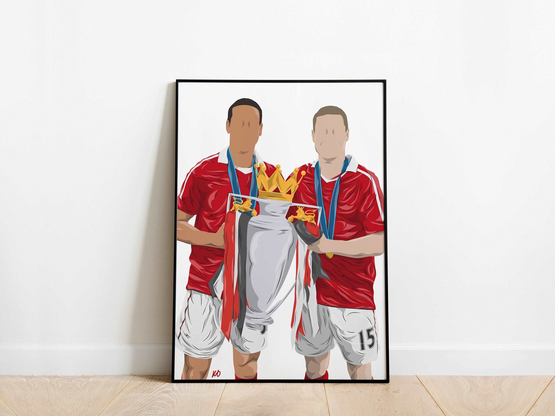 Nemanja Vidic, Rio Ferdinand Premier League Trophy Manchester United Poster - KDDesigns6