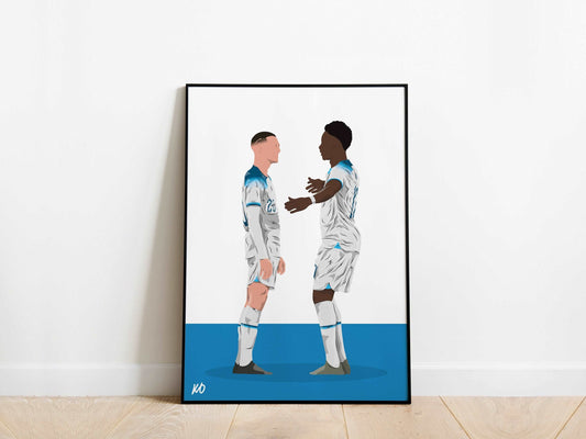 Phil Foden, Bukayo Saka England Poster - KDDesigns6