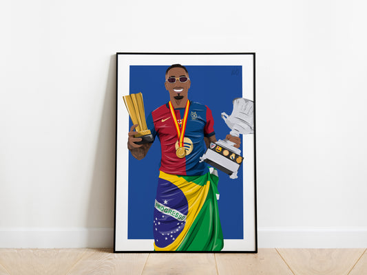 Raphinha Supercopa de Espana Trophy Barcelona Poster - KDDesigns6