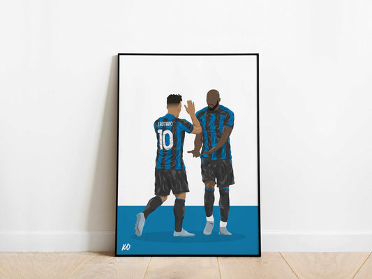 Romelu Lukaku, Lautaro Martinez Inter Milan Poster - KDDesigns6