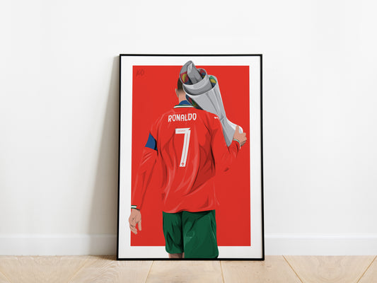 Cristiano Ronaldo Nations League 2025 Trophy Portugal Poster - KDDesigns6