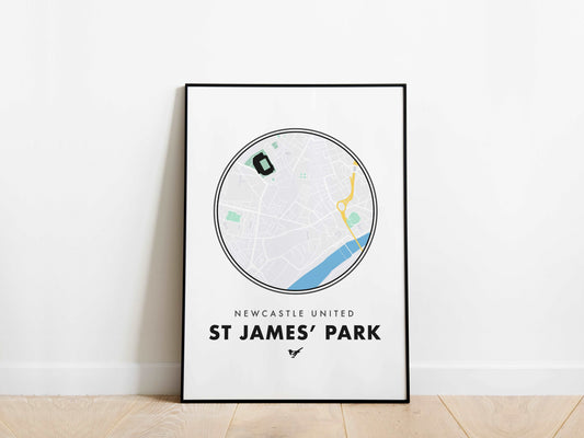 St James' Park Newcastle United Stadium Map Poster - KDDesigns6