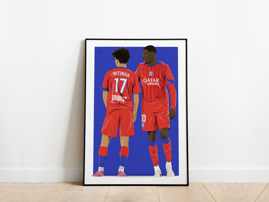 Vitinha and Ousmane Dembele 25/26 PSG Poster - KDDesigns6