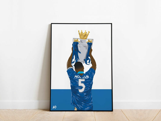 Wes Morgan Premier League Trophy Leicester City Poster - KDDesigns6