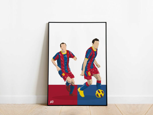 Xavi Hernandez, Andres Iniesta Barcelona Poster - KDDesigns6