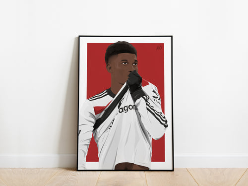 Amad Diallo Celebration Portrait Manchester United Poster - KDDesigns6