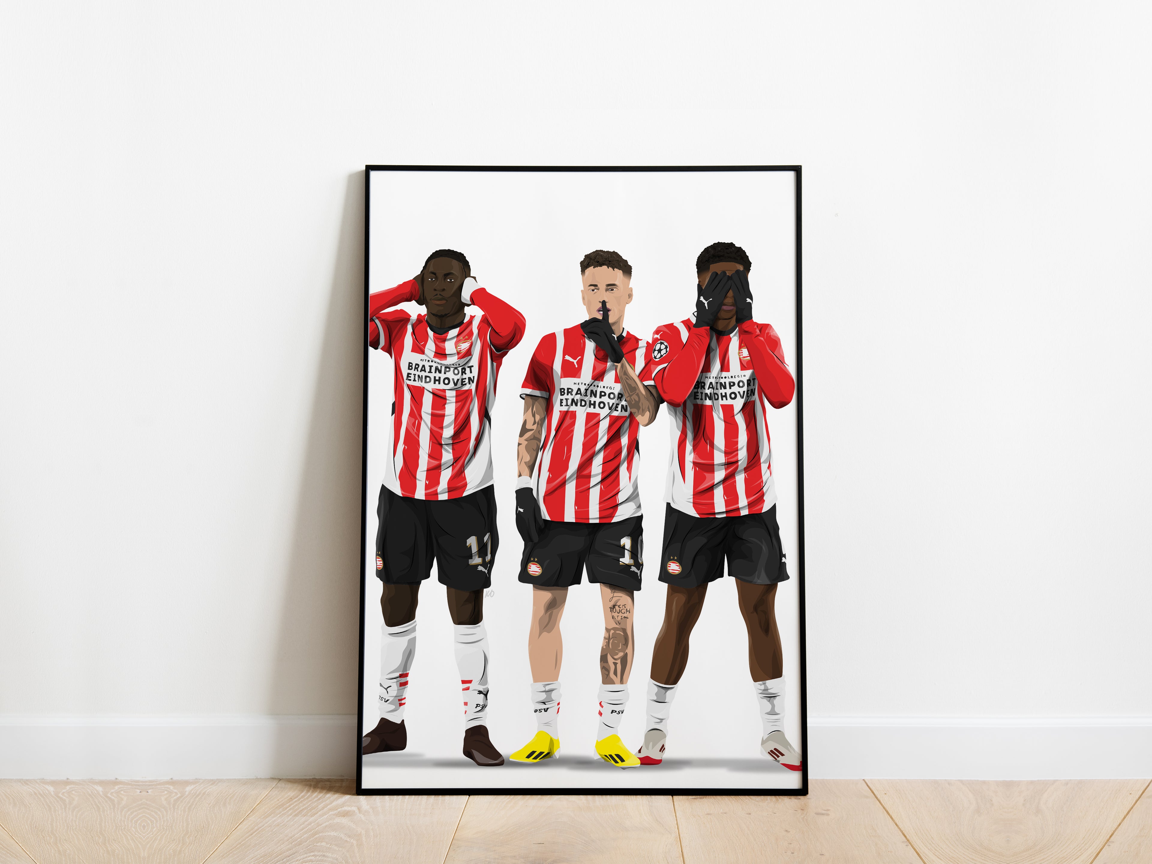 Johan Bakayoko, Noa Lang, Ryan Flamingo PSV Eindhoven Poster - KDDesigns6