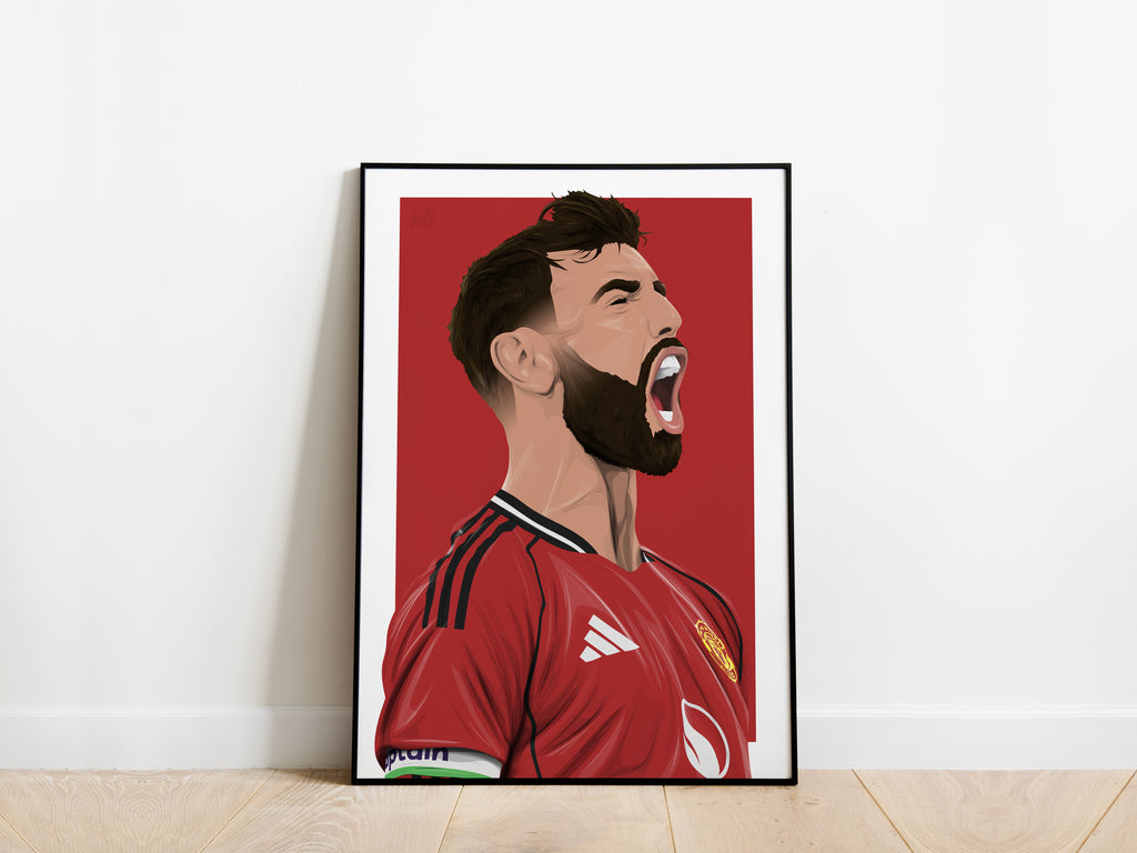 Bruno Fernandes Celebration Portrait Manchester United Poster