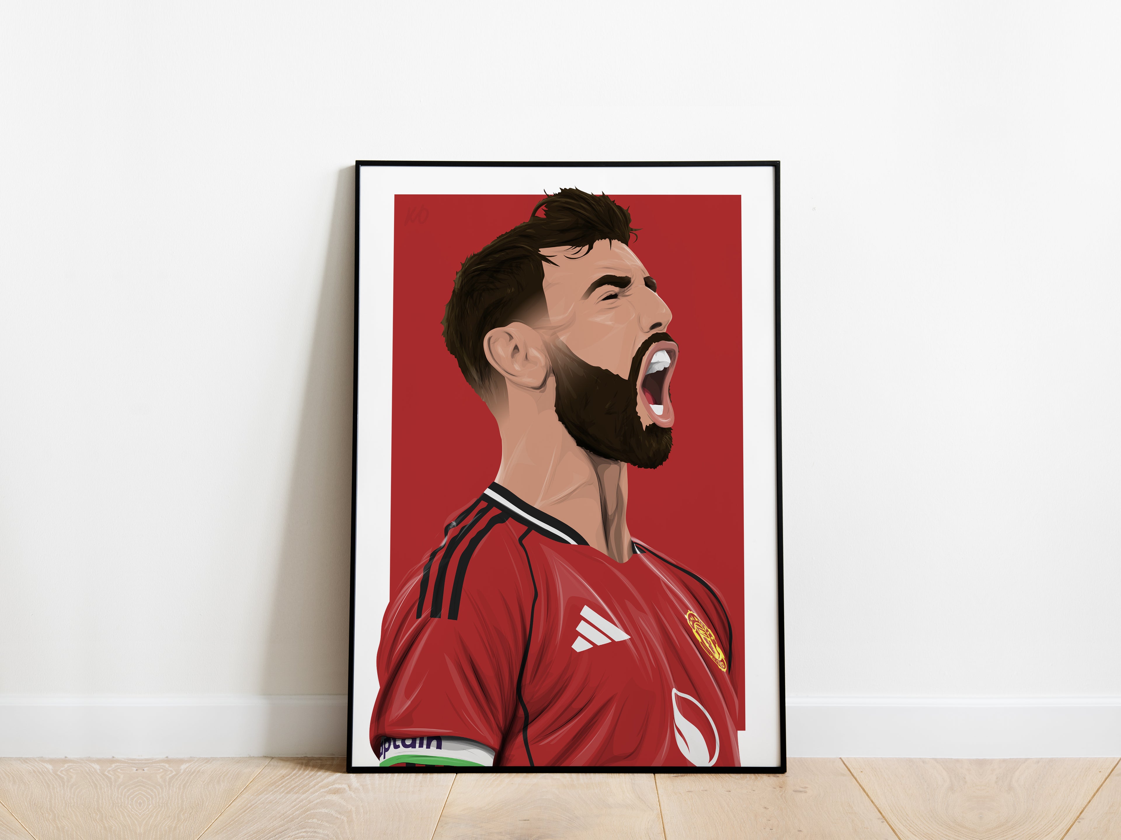 Bruno Fernandes Celebration Portrait Manchester United Poster