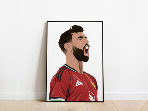 Bruno Fernandes Celebration Portrait Manchester United Poster