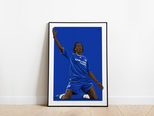 Didier Drogba Knee Slide Celebration Chelsea Poster