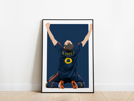 Andrés Iniesta 2010 World Cup Final Celebration Spain Poster