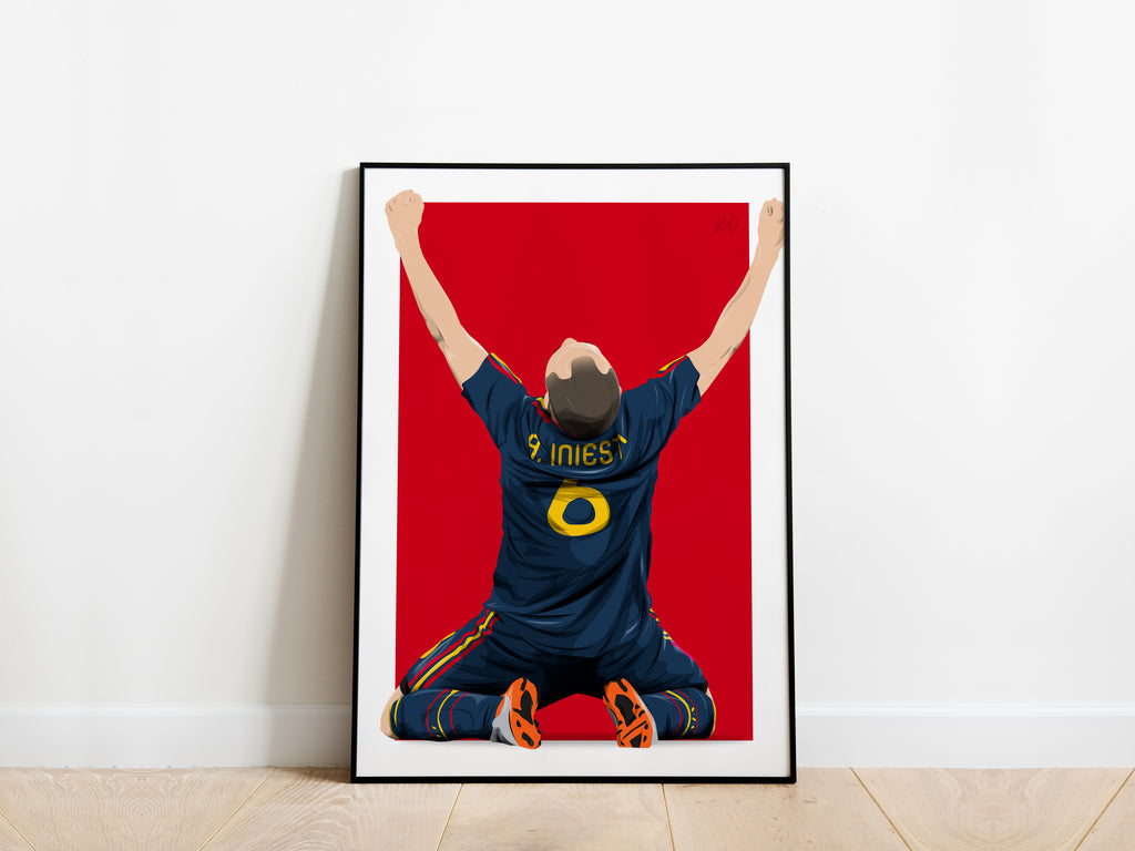 Andrés Iniesta 2010 World Cup Final Celebration Spain Poster - KDDesigns6