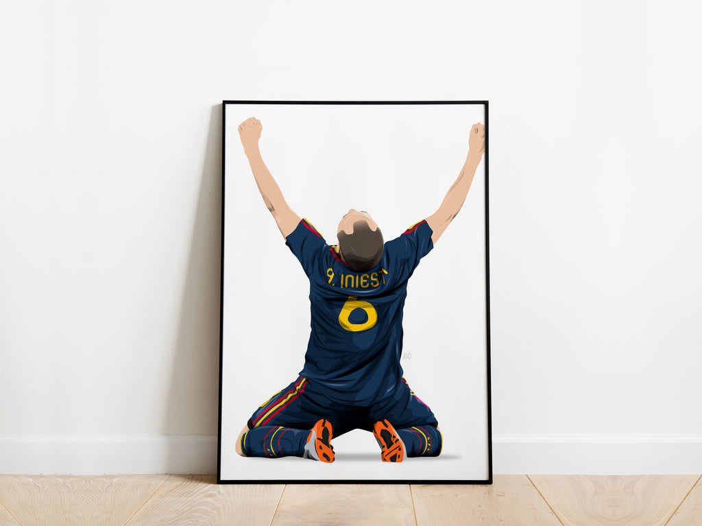 Andrés Iniesta 2010 World Cup Final Celebration Spain Poster - KDDesigns6