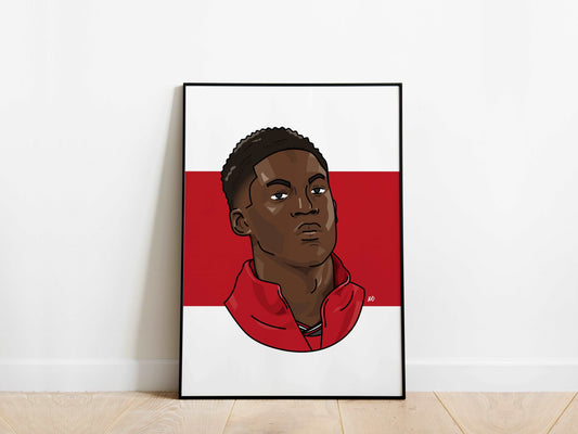 Kobbie Mainoo Portrait Manchester United Poster - KDDesigns6