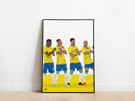 Lucas Paqueta, Raphinha, Vinicius Jr, Neymar Brazil Poster KDDesigns6