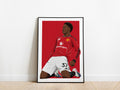 Kobbie Mainoo Knee Slide Celebration Portrait Manchester United Poster