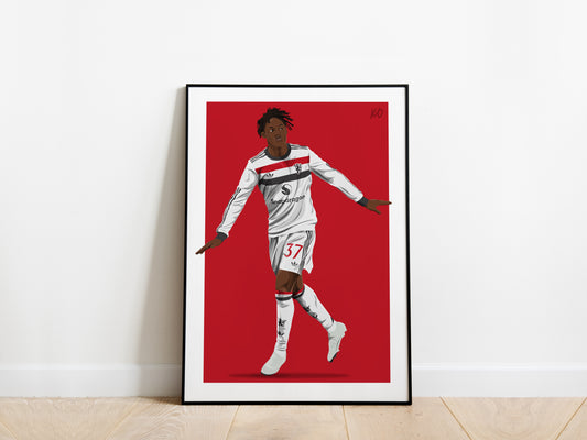 Kobbie Mainoo Europa League Celebration Manchester United Poster