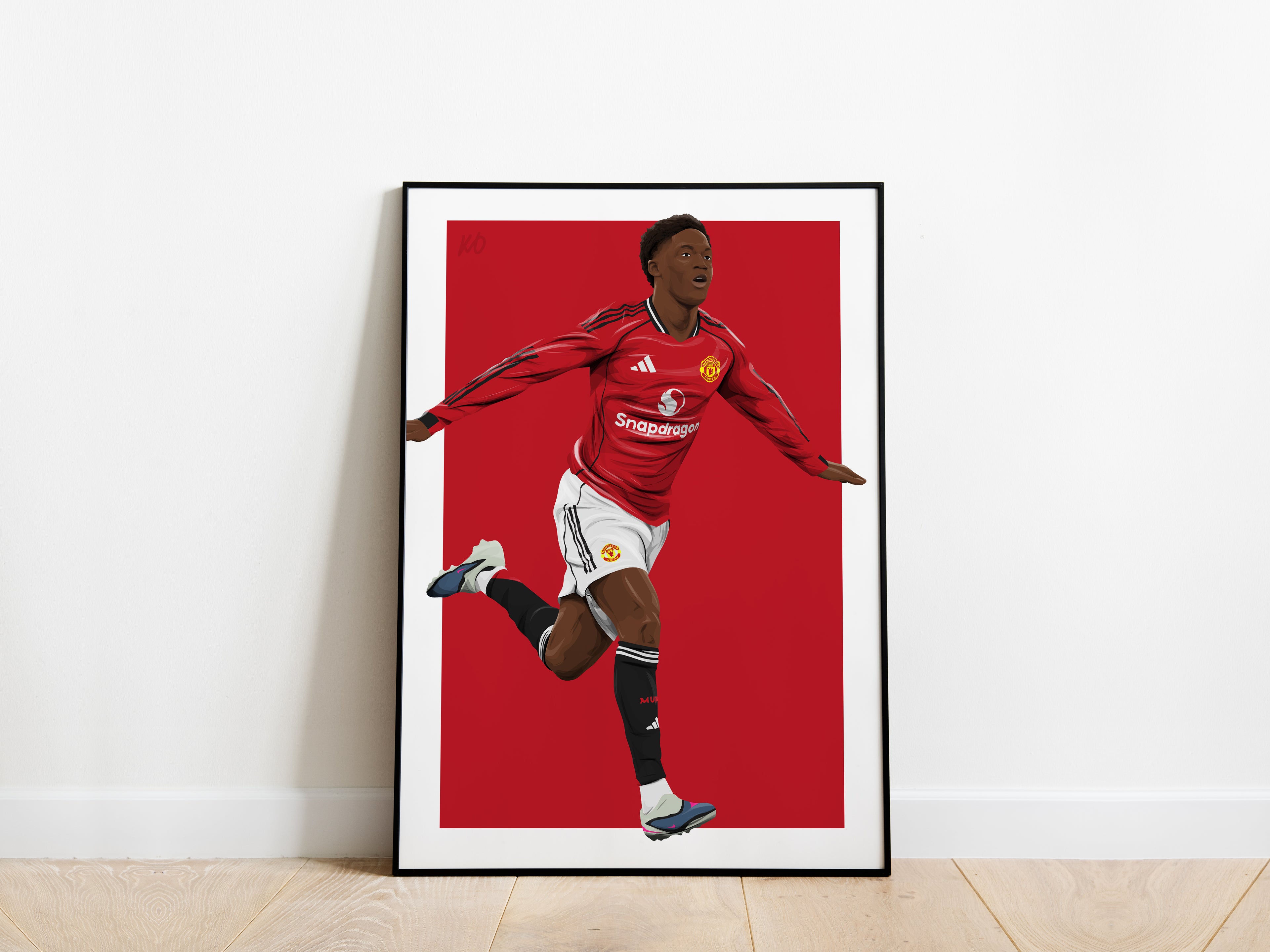 Kobbie Mainoo Celebration Portrait Manchester United Poster