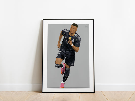 Kylian Mbappe 25/26 Away Kit Real Madrid Poster