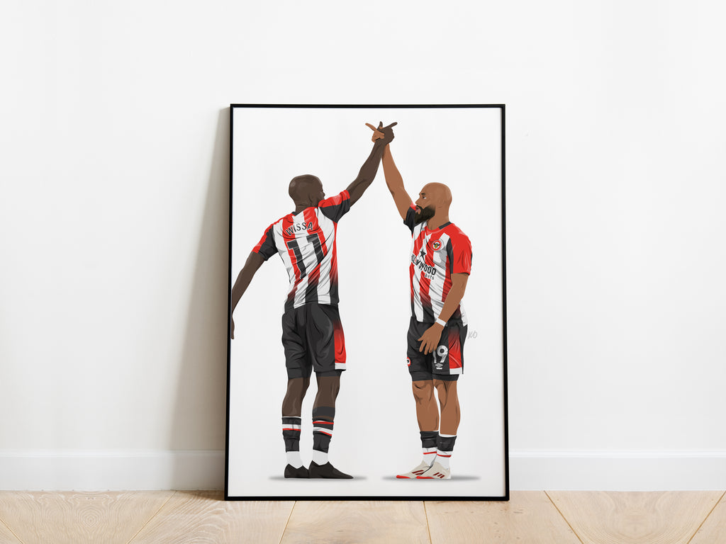 Yoane Wissa, Bryan Mbeumo Celebration Brentford Poster - KDDesigns6