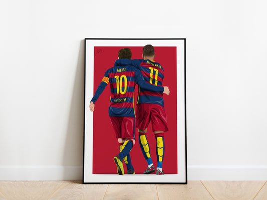 Lionel Messi and Neymar Jr 2015/16 Barcelona Poster