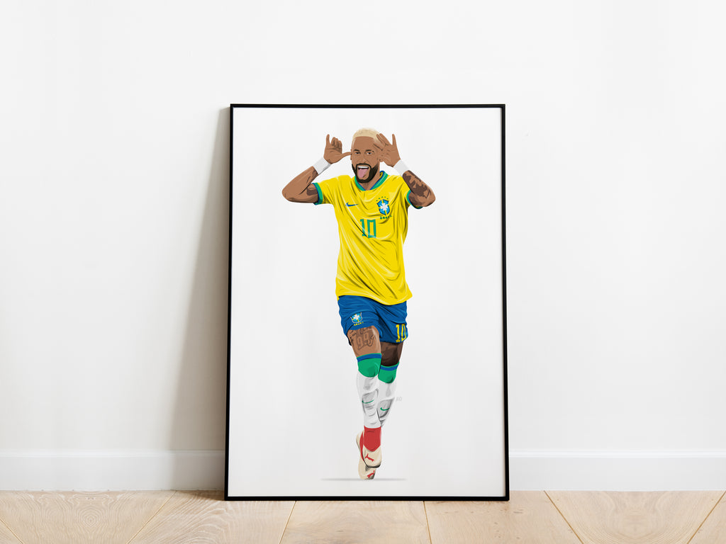 Neymar Jr World Cup Goal Celebration Brazil Poster - KDDesigns6