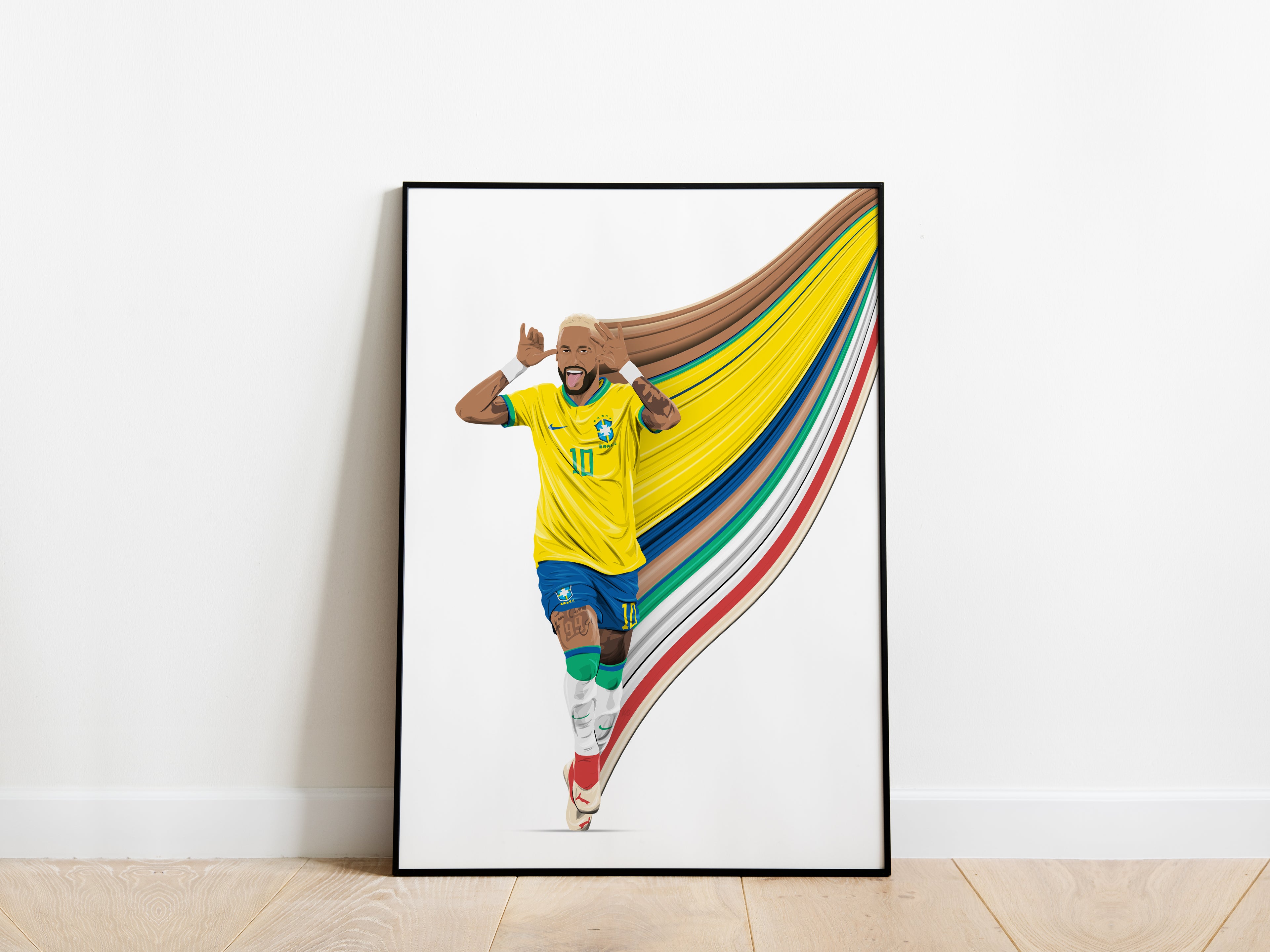 Neymar Jr Pixel Stretch Brazil Poster