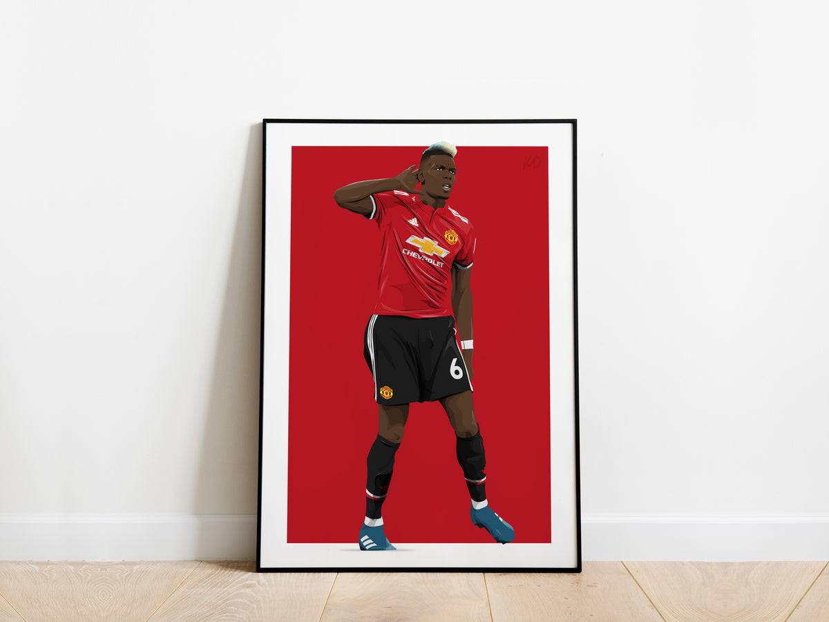 Paul Pogba 2017/18 Manchester Derby Celebration Manchester United Poster