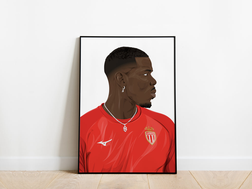 Paul Pogba Portrait AS Monaco Poster - KDDesigns6
