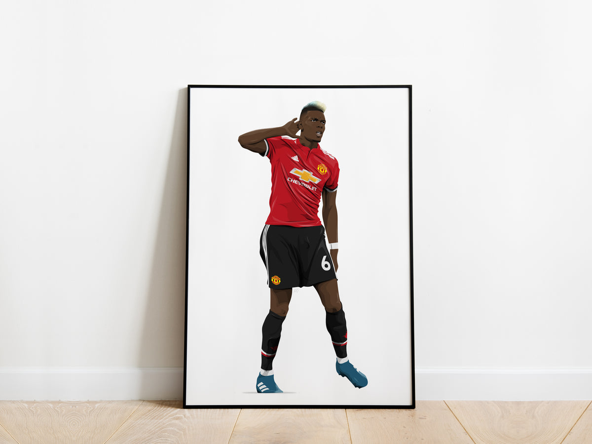 Paul Pogba 2017/18 Manchester Derby Celebration Manchester United Poster