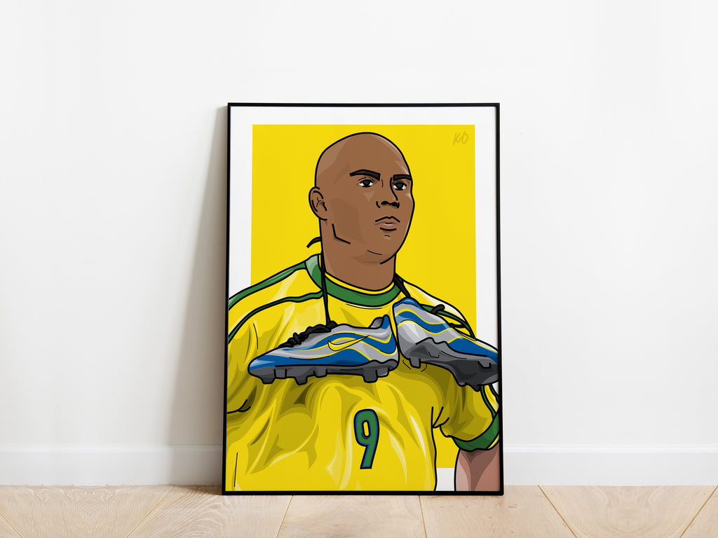 Ronaldo Nazario R9 World Cup 1998 Portrait Brazil Poster - KDDesigns6