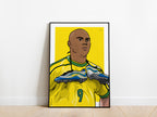 Ronaldo Nazario R9 World Cup 1998 Portrait Brazil Poster - KDDesigns6