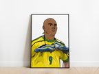 Ronaldo Nazario R9 World Cup 1998 Portrait Brazil Poster - KDDesigns6