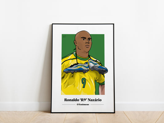Ronaldo Nazario R9 Portrait Brazil Poster