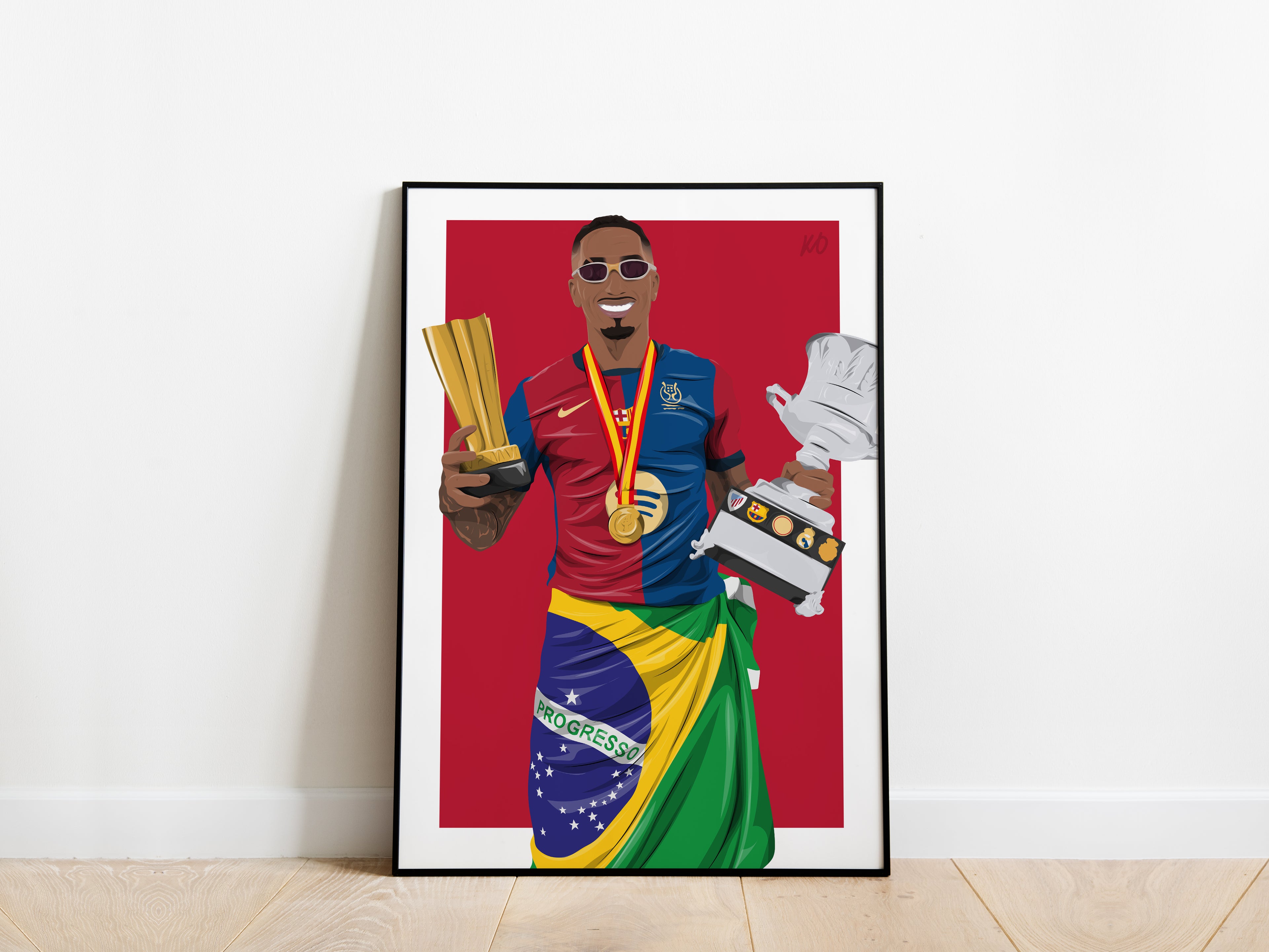 Raphinha Supercopa de Espana Trophy Barcelona Poster - KDDesigns6