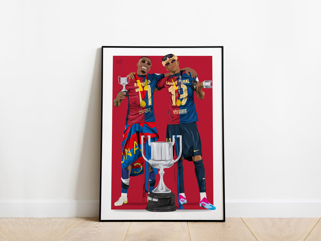 Lamine Yamal, Raphinha Copa Del Rey Trophy Barcelona Poster - KDDesigns6