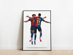 Lamine Yamal, Raphinha Celebration Barcelona Poster - KDDesigns6
